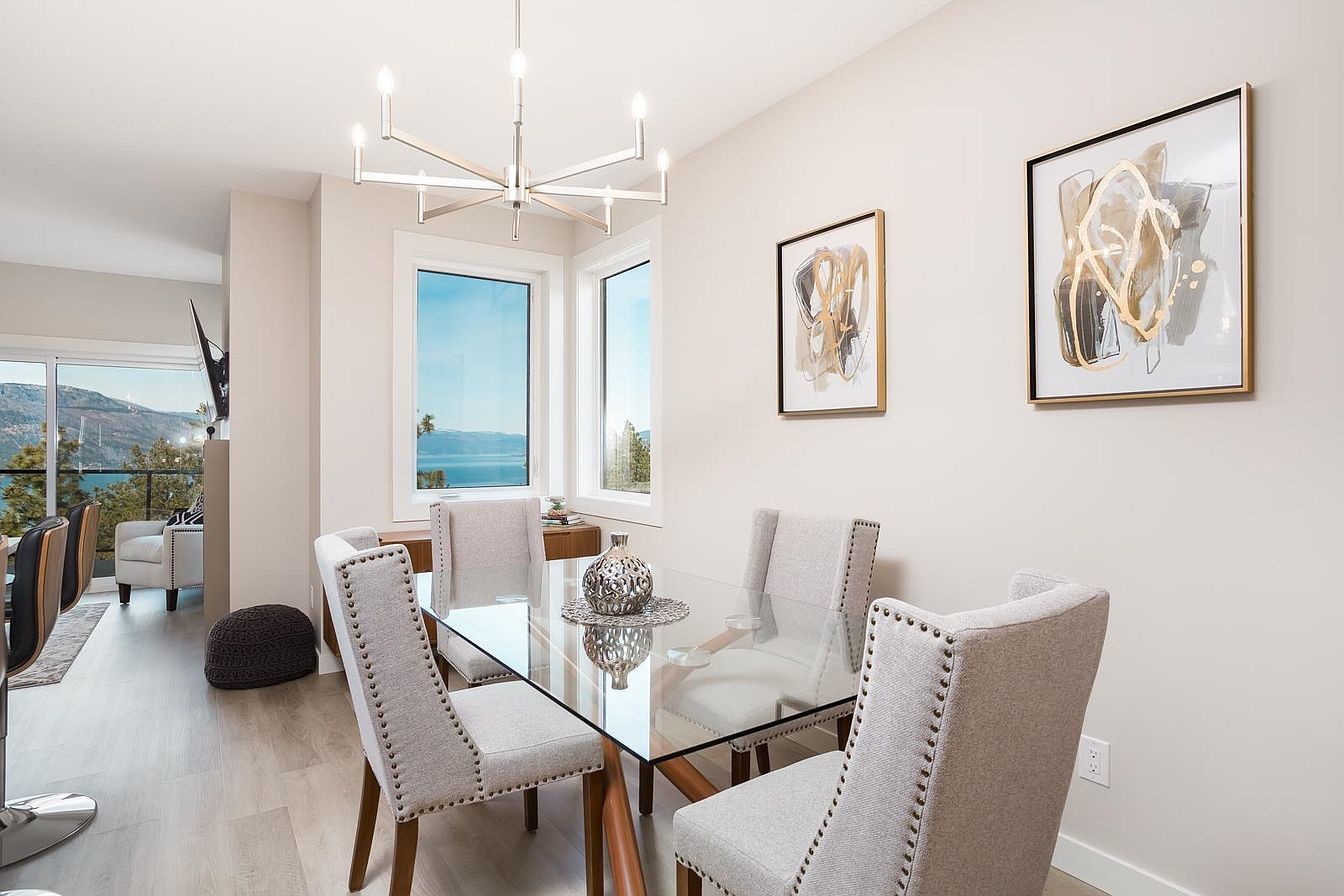 Dining table for six with lake views
